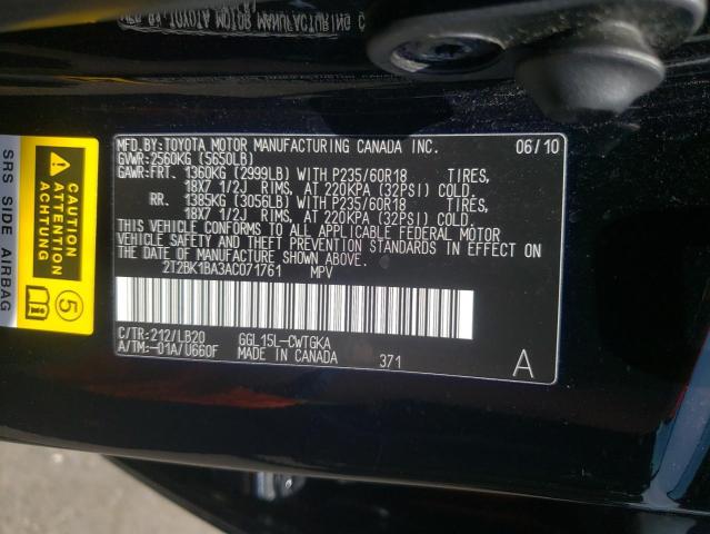 Photo 10 from auction – 2010 LEXUS RX 350 with VIN 2T2BK1BA3AC071761
