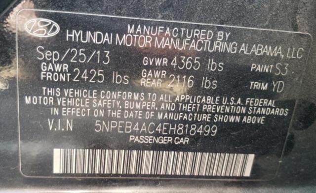 Photo 10 from auction – 2014 HYUNDAI SONATA GLS with VIN 5NPEB4AC4EH818499