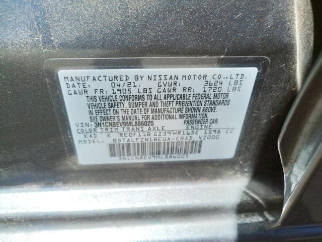 Photo 10 from auction – 2021 NISSAN VERSA SV with VIN 3N1CN8EV9ML886025