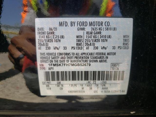 Photo 10 from auction – 2021 FORD EXPLORER L with VIN 1FMSK7FH7MGB52679