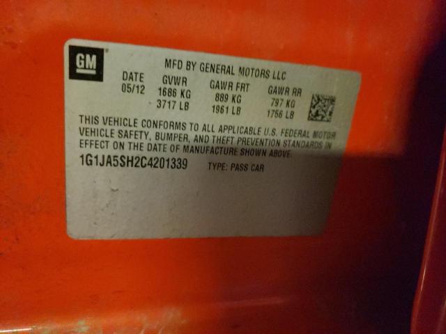 Photo 10 from auction – 2012 CHEVROLET SONIC LS with VIN 1G1JA5SH2C4201339