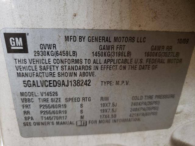 Photo 10 from auction – 2010 BUICK ENCLAVE CX with VIN 5GALVCED9AJ138242