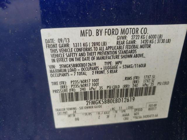 Photo 10 from auction – 2014 FORD FLEX SE with VIN 2FMGK5B80EBD12619