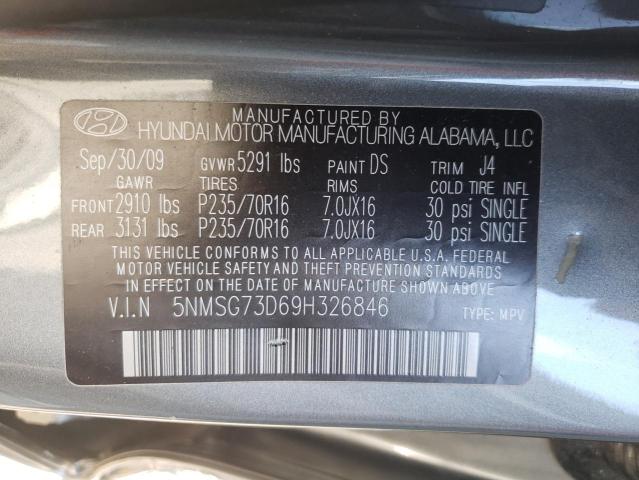Photo 10 from auction – 2009 HYUNDAI SANTA FE G with VIN 5NMSG73D69H326846