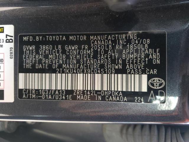 Photo 10 from auction – 2009 TOYOTA COROLLA MA with VIN 2T1KU40EX9C045109