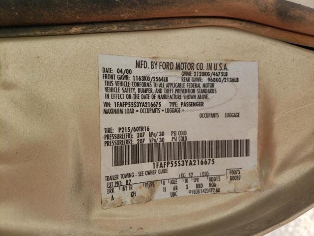 Photo 10 from auction – 2000 FORD TAURUS SES with VIN 1FAFP55S3YA216675