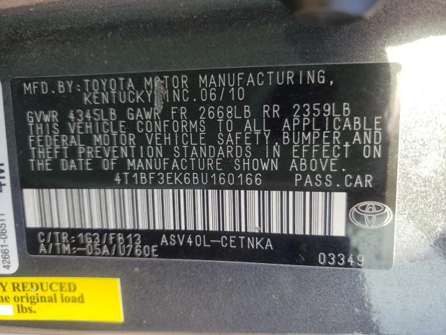 Photo 10 from auction – 2011 TOYOTA CAMRY BASE with VIN 4T1BF3EK6BU160166