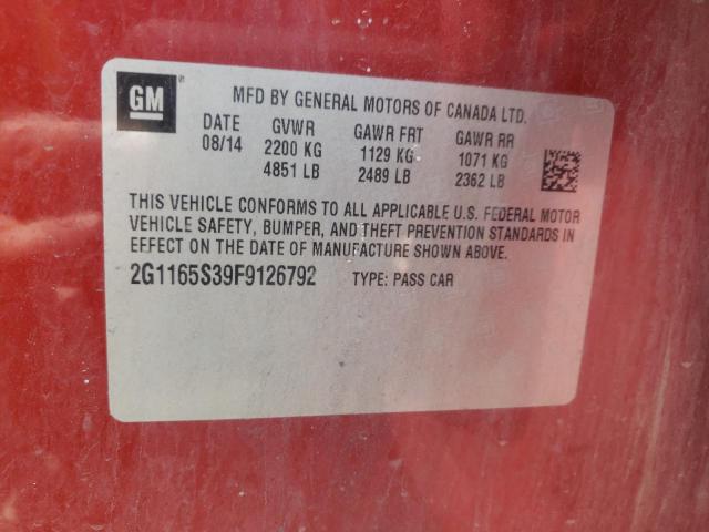 Photo 10 from auction – 2015 CHEVROLET IMPALA LTZ with VIN 2G1165S39F9126792