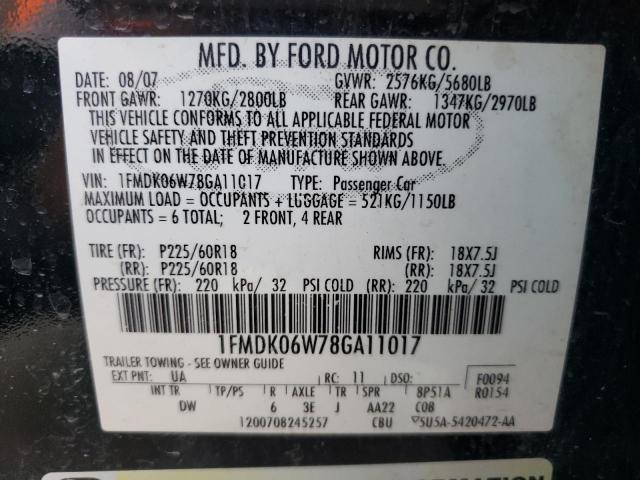 Photo 10 from auction – 2008 FORD TAURUS X L with VIN 1FMDK06W78GA11017