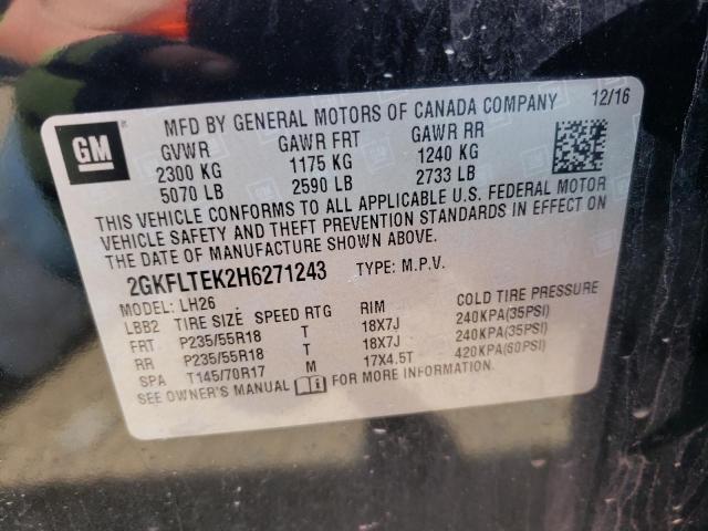 Photo 10 from auction – 2017 GMC TERRAIN SL with VIN 2GKFLTEK2H6271243