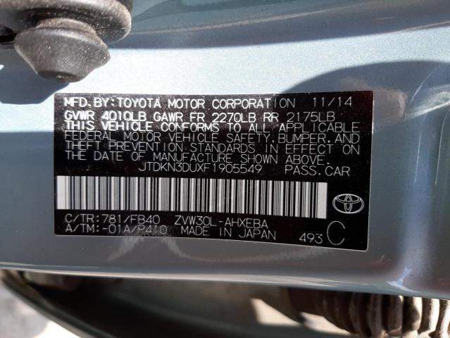 Photo 10 from auction – 2015 TOYOTA PRIUS with VIN JTDKN3DUXF1905549