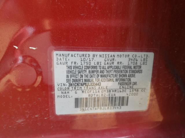 Photo 10 from auction – 2018 NISSAN VERSA S with VIN 3N1CN7AP8JL833443