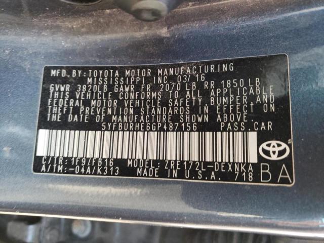 Photo 10 from auction – 2016 TOYOTA COROLLA L with VIN 5YFBURHE6GP487156