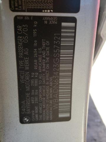 Photo 10 from auction – 2003 BMW 540 I AUTO with VIN WBADN63423GS57321