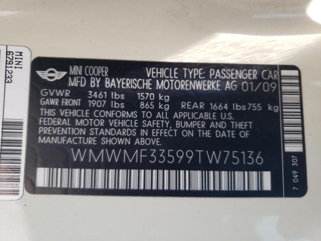 Photo 10 from auction – 2009 MINI COOPER with VIN WMWMF33599TW75136