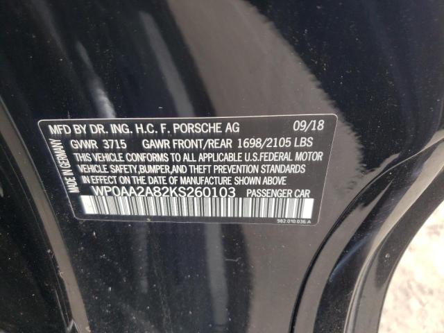 Photo 10 from auction – 2019 PORSCHE CAYMAN BAS with VIN WP0AA2A82KS260103