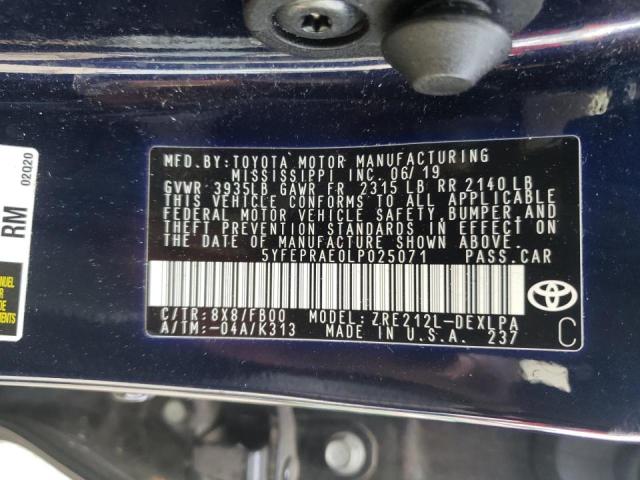 Photo 10 from auction – 2020 TOYOTA COROLLA LE with VIN 5YFEPRAE0LP025071