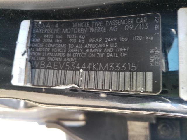 Photo 10 from auction – 2004 BMW 330 I with VIN WBAEV53444KM33315