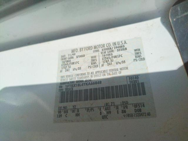 Photo 10 from auction – 2000 FORD F150 with VIN 1FTRX18L4YKA66848