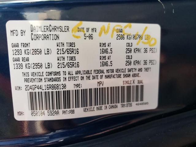 Photo 10 from auction – 2006 DODGE GRAND CARA with VIN 2D4GP44L16R868130