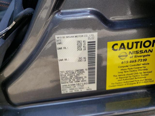 Photo 10 from auction – 2022 NISSAN ALTIMA SR with VIN 1N4BL4CV0NN387180