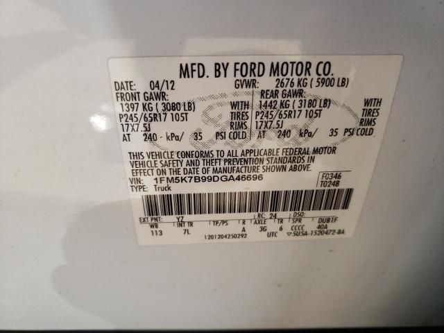 Photo 10 from auction – 2013 FORD EXPLORER with VIN 1FM5K7B99DGA46696