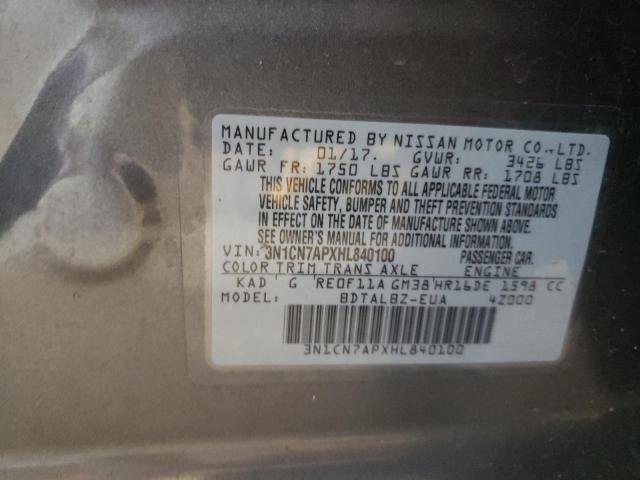 Photo 10 from auction – 2017 NISSAN VERSA S with VIN 3N1CN7APXHL840100