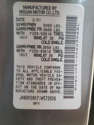 Photo 10 from auction – 2001 NISSAN PATHFINDER with VIN JN8DR09X71W572936