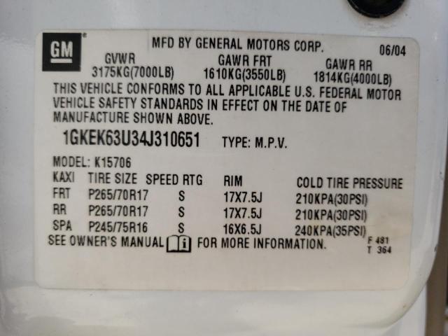Photo 10 from auction – 2004 GMC YUKON DENA with VIN 1GKEK63U34J310651