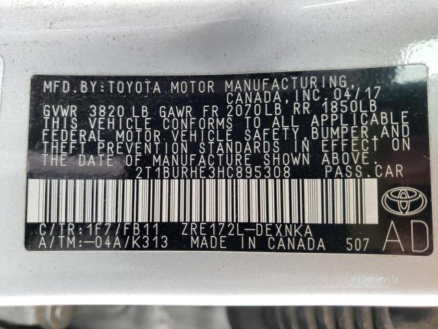 Photo 10 from auction – 2017 TOYOTA COROLLA L with VIN 2T1BURHE3HC895308