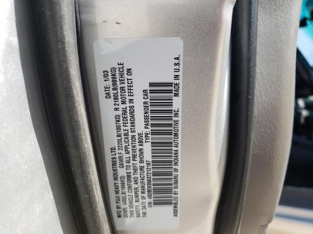 Photo 10 from auction – 2003 SUBARU LEGACY L with VIN 4S3BE635937212167