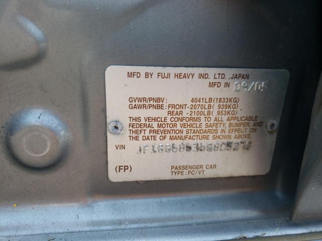 Photo 10 from auction – 2006 SUBARU IMPREZA with VIN JF1GG68636G805275
