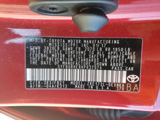 Photo 10 from auction – 2017 TOYOTA COROLLA L with VIN 5YFBURHE8HP637074