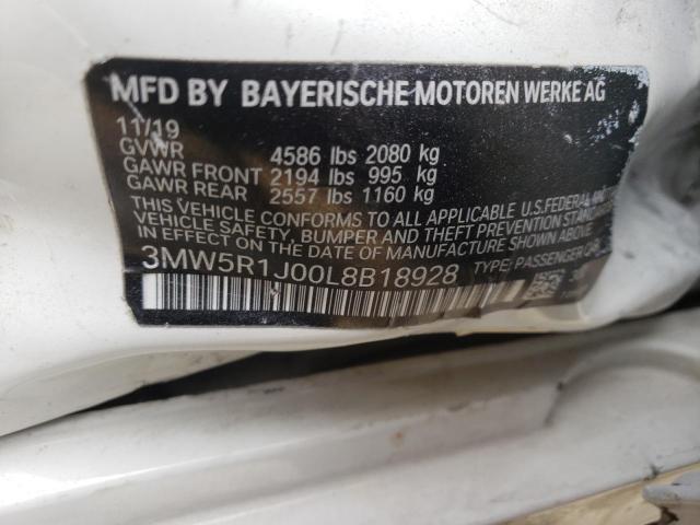 Photo 10 from auction – 2020 BMW 330I with VIN 3MW5R1J00L8B18928