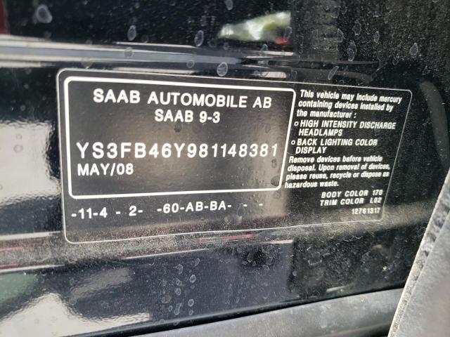 Photo 10 from auction – 2008 SAAB 9-3 with VIN YS3FB46Y981148381