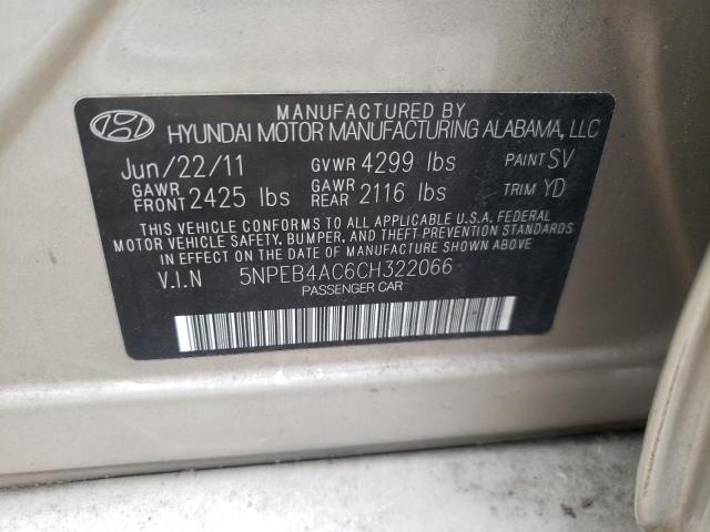 Photo 10 from auction – 2012 HYUNDAI SONATA GLS with VIN 5NPEB4AC6CH322066