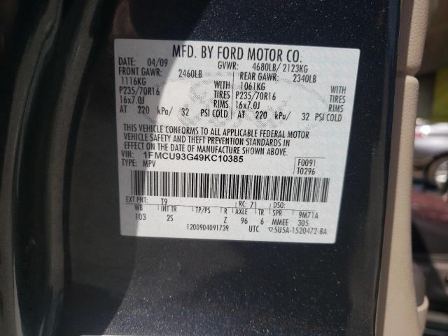 Photo 10 from auction – 2009 FORD ESCAPE XLT with VIN 1FMCU93G49KC10385