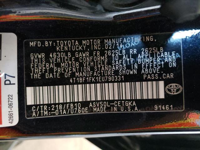 Photo 10 from auction – 2014 TOYOTA CAMRY L with VIN 4T1BF1FK1EU790331