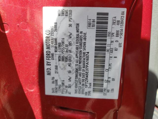Photo 10 from auction – 2007 FORD RANGER SUP with VIN 1FTZR45E37PA16574