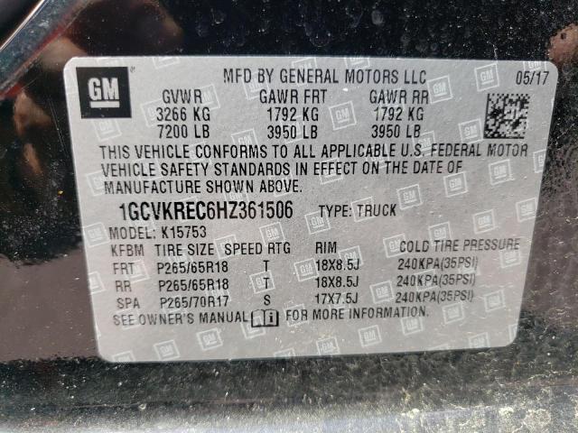 Photo 10 from auction – 2017 CHEVROLET SILVERADO with VIN 1GCVKREC6HZ361506