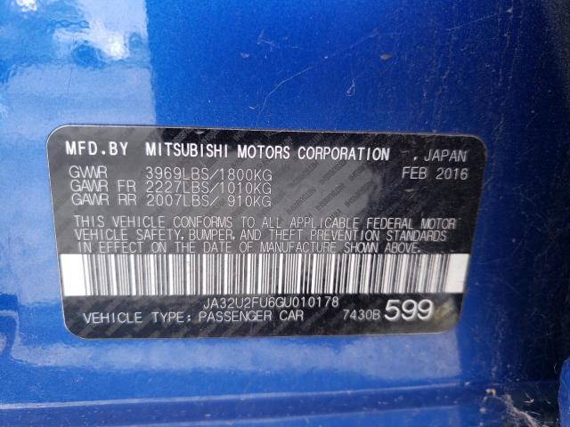 Photo 10 from auction – 2016 MITSUBISHI LANCER ES with VIN JA32U2FU6GU010178