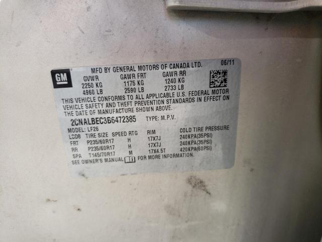 Photo 10 from auction – 2011 CHEVROLET EQUINOX LS with VIN 2CNALBEC3B6472385