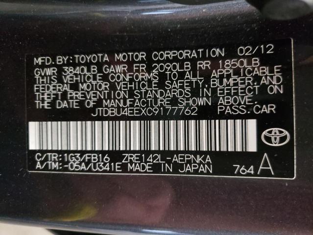 Photo 10 from auction – 2012 TOYOTA COROLLA BA with VIN JTDBU4EEXC9177762