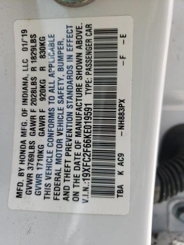 Photo 10 from auction – 2019 HONDA CIVIC LX with VIN 19XFC2F66KE019591