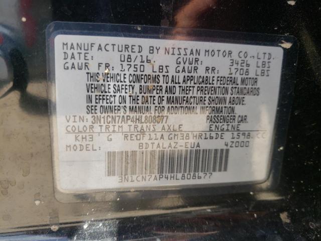 Photo 10 from auction – 2017 NISSAN VERSA S with VIN 3N1CN7AP4HL808677