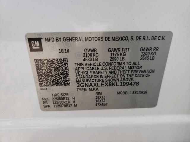 Photo 10 from auction – 2019 CHEVROLET EQUINOX LT with VIN 3GNAXLEX8KL199478