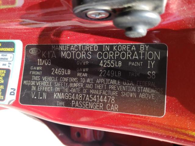 Photo 10 from auction – 2010 KIA OPTIMA LX with VIN KNAGG4A87A5414478