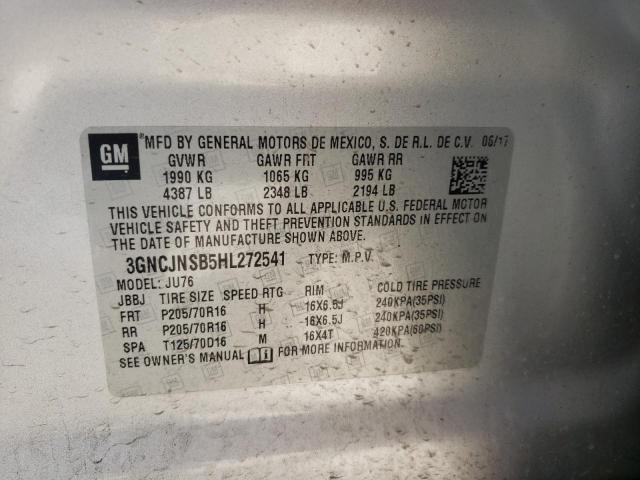Photo 10 from auction – 2017 CHEVROLET TRAX LS with VIN 3GNCJNSB5HL272541