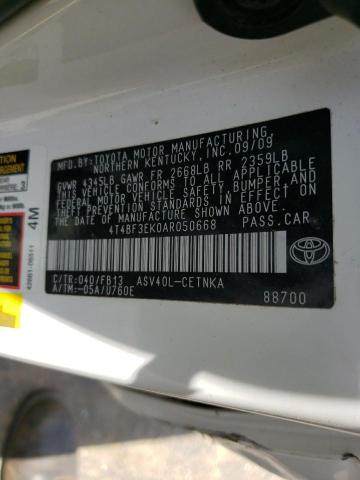 Photo 10 from auction – 2010 TOYOTA CAMRY BASE with VIN 4T4BF3EK0AR050668