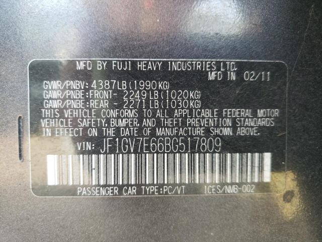 Photo 10 from auction – 2011 SUBARU IMPREZA WR with VIN JF1GV7E66BG517809